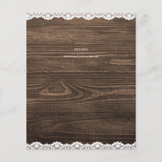 Papier BUDGET Rustique dentelle grange Mariage campagnard (Dos)