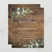 Papier BUDGET Rustique Eucalyptus Bridal Brunch Invitatio (Devant / Derrière)