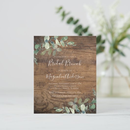 Papier BUDGET Rustique Eucalyptus Bridal Brunch Invitatio (Debout devant)