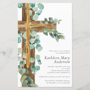 Papier Budget Rustique Eucalyptus Cross Memorial Invitati