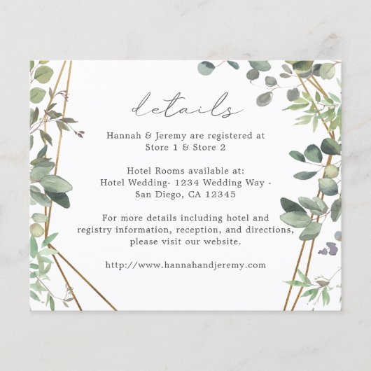 Papier Budget Rustique Eucalyptus & Gold Détails (Devant)