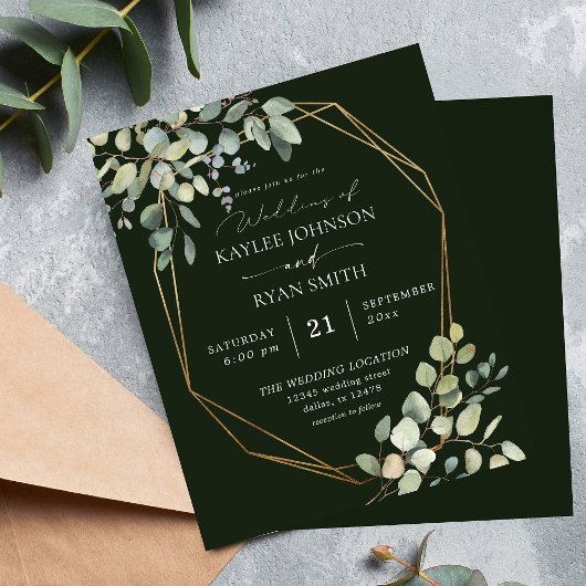 Papier Budget Rustique Eucalyptus & Mariage Or - Vert