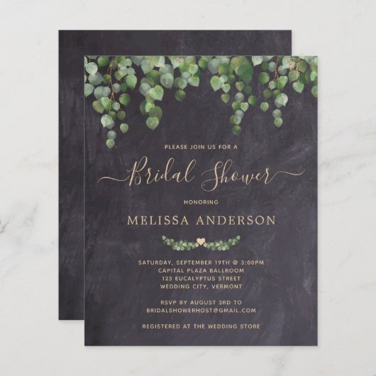 Papier Budget Rustique Eucalyptus nuptiale de douche Invi (Devant / Derrière)