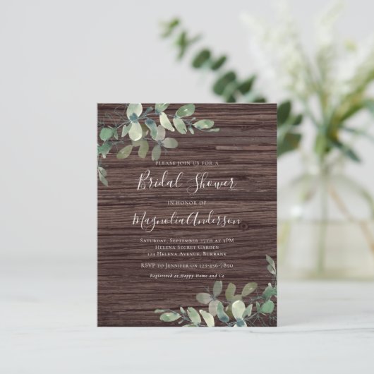 Papier BUDGET Rustique Eucalyptus nuptiale invitation à l (Debout devant)