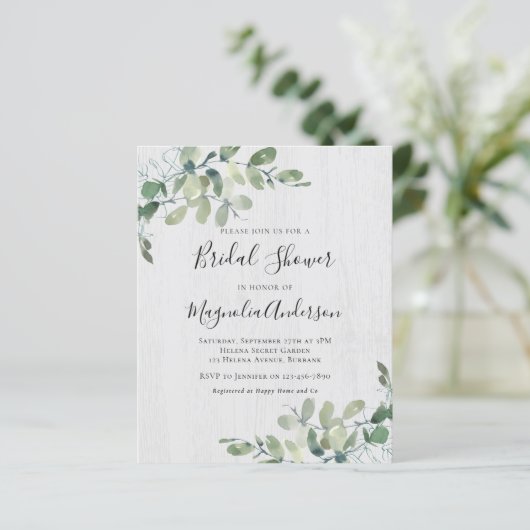 Papier BUDGET Rustique Eucalyptus nuptiale invitation à l (Debout devant)
