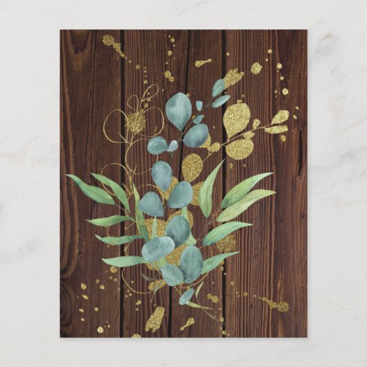 Papier BUDGET Rustique Eucalyptus Or Mariage (Dos)