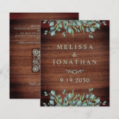 Papier Budget Rustique Eucalyptus QR Code Mariage Invitat (Devant / Derrière)