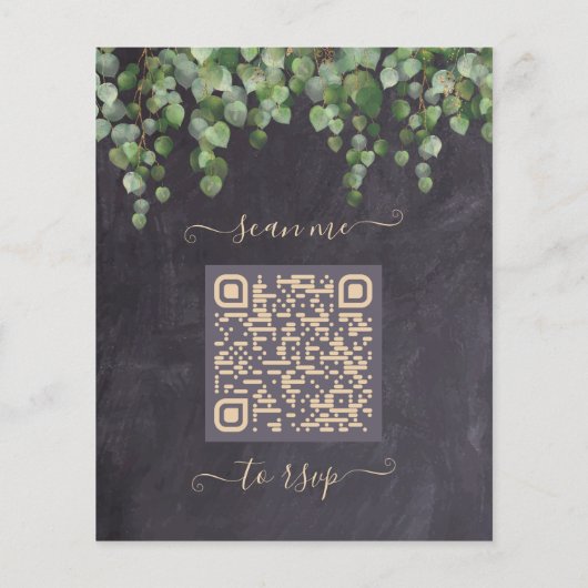 Papier Budget Rustique Eucalyptus QR Code Mariage Invitat (Dos)