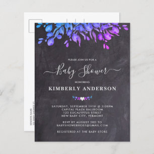 Papier Budget Rustique Eucalyptus violet Baby shower Invi