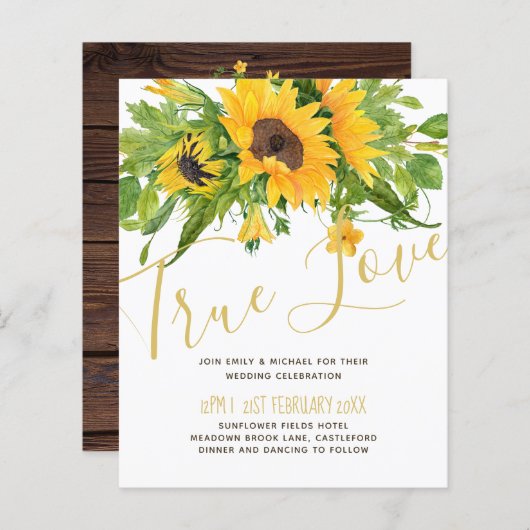 Papier Budget Rustique Faire-part de mariage de script de (Devant / Derrière)