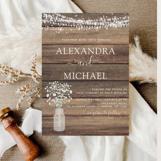 Papier Budget Rustique Farmhouse Lumières Faire-part de m