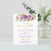 Papier Budget rustique fleurie chic baby shower invitatio (Debout devant)
