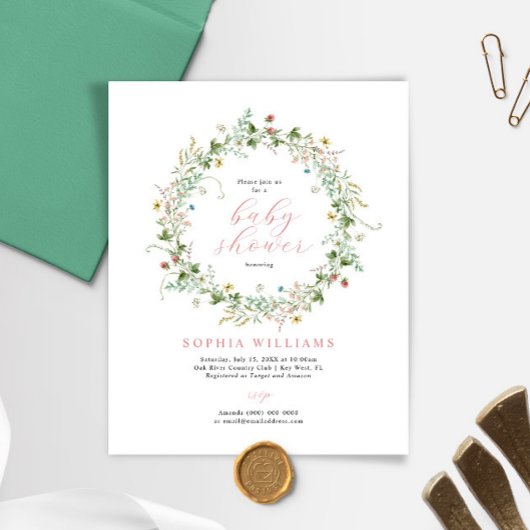 Papier Budget Rustique Fleurs sauvages Baby shower Invita