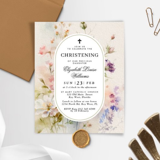 Papier Budget Rustique Fleurs sauvages Christening Invita