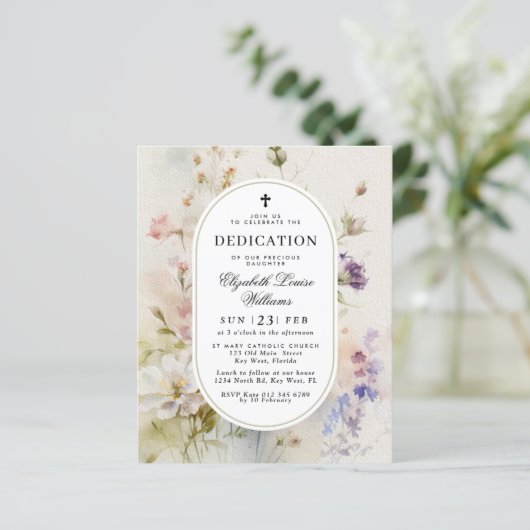 Papier Budget Rustique Fleurs sauvages Dedication Invitat (Debout devant)