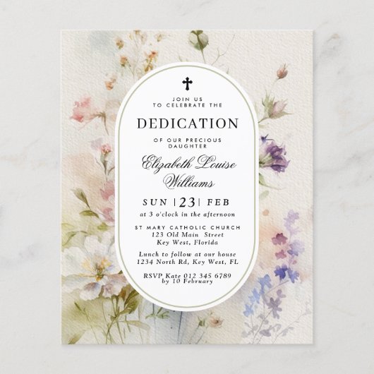Papier Budget Rustique Fleurs sauvages Dedication Invitat (Devant)