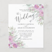 Papier Budget Rustique Floral Faire-part de mariage rose (Devant)