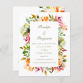Papier Budget Rustique Floral Mariage QR Code Invitation (Devant / Derrière)