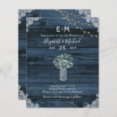 Papier BUDGET Rustique Gypsophila éclaire Mason Jars Invi (Devant / Derrière)