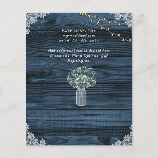 Papier BUDGET Rustique Gypsophila éclaire Mason Jars Invi (Dos)