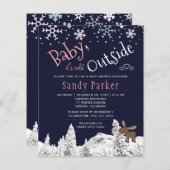 Papier Budget rustique hiver fille baby shower invitation (Devant / Derrière)