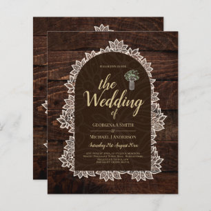 Papier Budget Rustique Lace MasonJar Gypsophila Mariage I