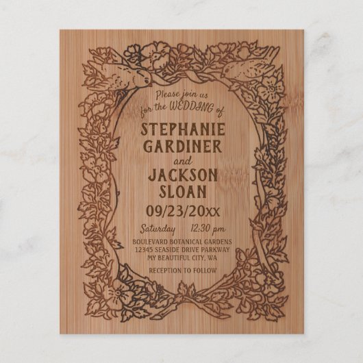 Papier Budget Rustique Laser Couper Mariage Floral Oiseau (Devant)