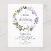 Papier Budget Rustique Lilac Fleurs Christening Invitatio (Devant)