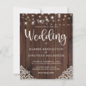 Papier Budget Rustique Lumières dentelle de bois Mariage  (Devant)