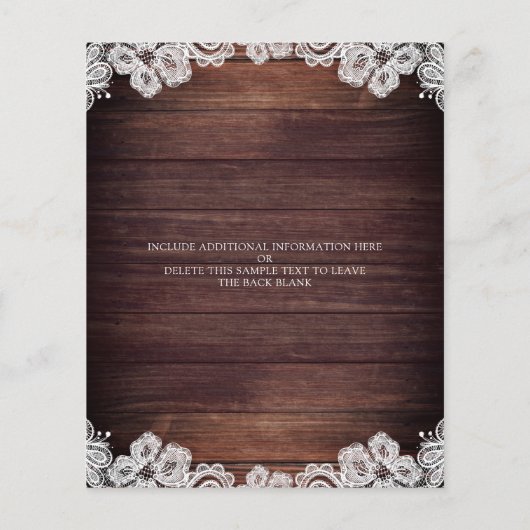 Papier Budget Rustique Lumières Jars Lace Faire-part de m (Dos)