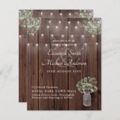 Papier Budget Rustique Lumières Mason Jars Gypsophila Mar (Devant / Derrière)