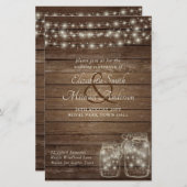 Papier Budget Rustique Lumières Mason Jars Mariage en boi (Devant / Derrière)