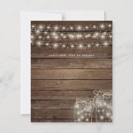 Papier Budget Rustique Lumières Mason Jars Mariage Invite (Dos)