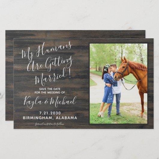Papier Budget Rustique Mariage Animal Cheval Save The Dat (Devant / Derrière)