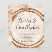 Papier Budget Rustique Mariage coupe bois tranche personn (Devant / Derrière)