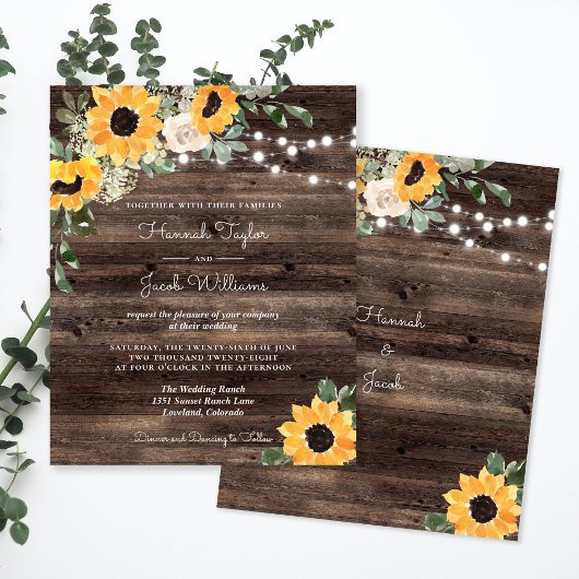 Papier Budget Rustique Mariage de la chaîne de tournesol
