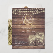 Papier BUDGET Rustique Mason Jar Lumières MARIAGE en bois (Devant / Derrière)