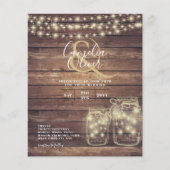 Papier BUDGET Rustique Mason Jar Lumières MARIAGE en bois (Devant)
