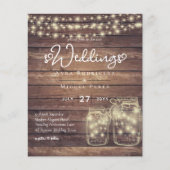 Papier BUDGET Rustique Mason Jar Lumières MARIAGE en bois (Devant)