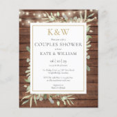 Papier Budget Rustique Monogramme Couples Invitation de d (Devant)