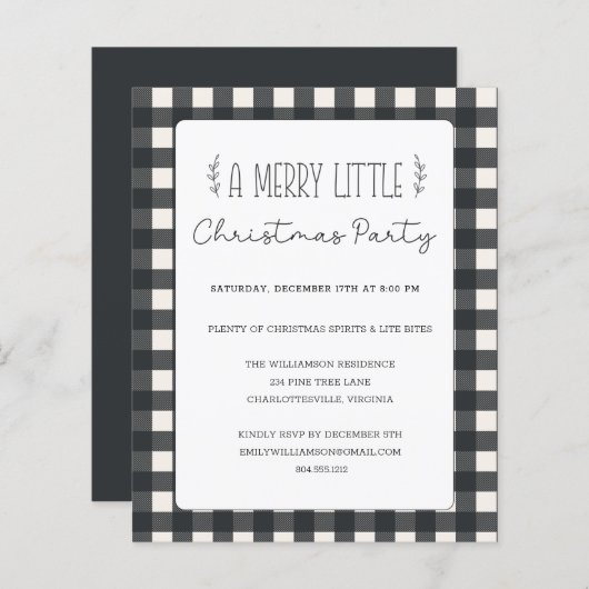 Papier Budget Rustique Noël Fête Invitation (Devant / Derrière)