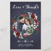 Papier Budget rustique Noël photo mariage merci (Devant)