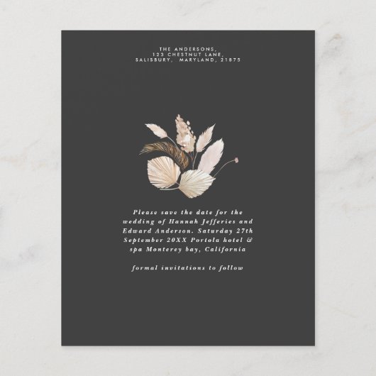 Papier budget rustique pampas herbe mariage enregistrer l (Dos)