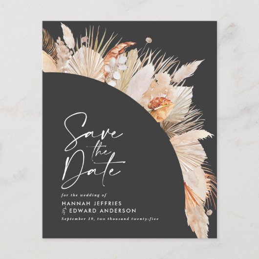 Papier budget rustique pampas herbe mariage enregistrer l (Devant)