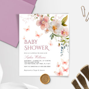Papier Budget Rustique Papillons Baby shower Invitation