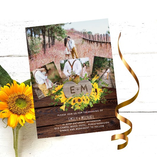 Papier Budget Rustique Photo Tournesols Invitations de ma