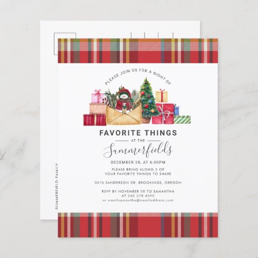 Papier Budget Rustique Plaid Chose préférée Noël (Devant / Derrière)
