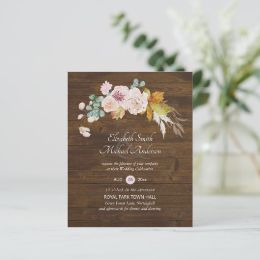 Papier Budget Rustique Plum Blooms Ginger Wedding Invite (Debout devant)