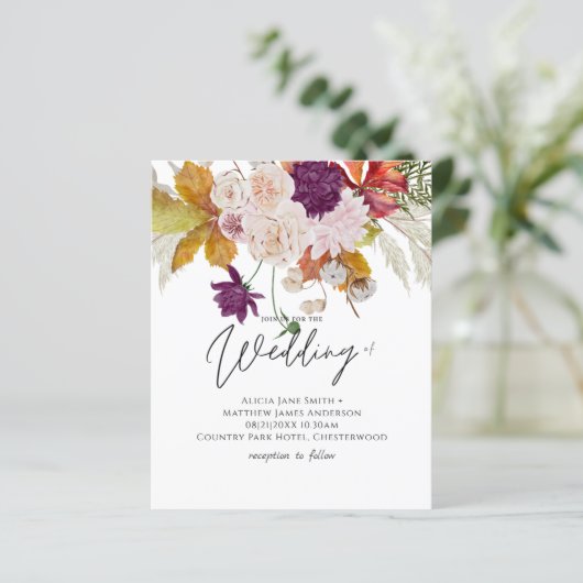 Papier BUDGET Rustique Plum Ginger Fig Mariage Invitation (Debout devant)