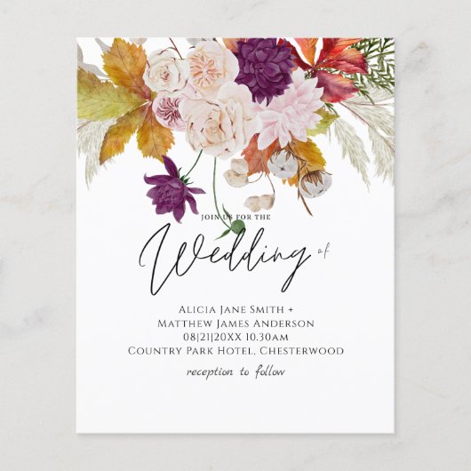 Papier BUDGET Rustique Plum Ginger Fig Mariage Invitation (Devant)